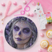 Amethyst Moon Calavera – Purple Day of the Dead ペーパープレート (パーティー)