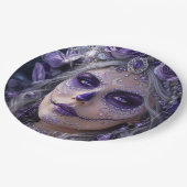 Amethyst Moon Calavera – Purple Day of the Dead ペーパープレート (アングル)