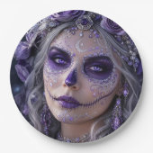 Amethyst Moon Calavera – Purple Day of the Dead ペーパープレート (正面)