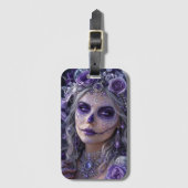 Amethyst Moon Calavera – Purple Day of the Dead ラゲッジタグ (正面縦)