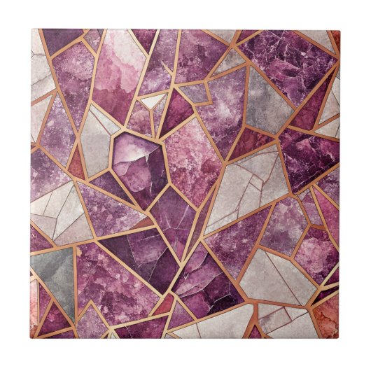 Amethyst Mosaic – Cracked Glass - Purple タイル (正面)