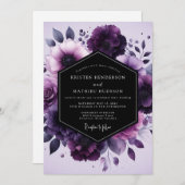 Amethyst Nocturne Flora Wedding 招待状 (正面/裏面)