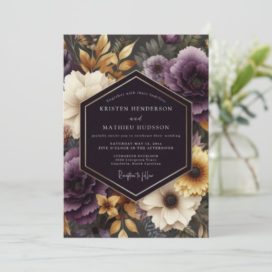 Amethyst Ochre Baroque Wedding 招待状 (スタンド正面)