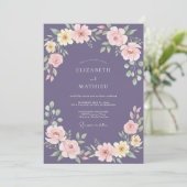 Amethyst Painterly Floral Romance Wedding 招待状 (スタンド正面)