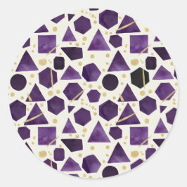 Amethyst & Plum Watercolor Geometric Pattern ラウンドシール