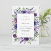 Amethyst Purple Botanical Spring Wedding 招待状 (スタンド正面)