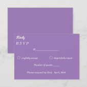 Amethyst Purple & White Minimalist Response Card 出欠カード (正面/裏面)