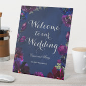 Amethyst Sapphire Navy Jewel Tone Wedding Welcome 台座サイン (インサイチュ)