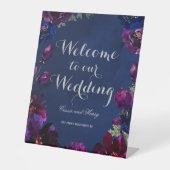 Amethyst Sapphire Navy Jewel Tone Wedding Welcome 台座サイン (正面)