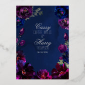 Amethyst Sapphire Navy Jewel Tones Wedding 箔招待状 (裏面)