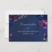 Amethyst Sapphire Navy Jewel Tones Wedding Online 出欠カード (裏面)