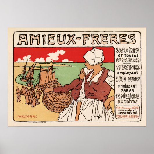 AMIEUX-FRERESイワシ漁師フランスの老 ポスター (正面)