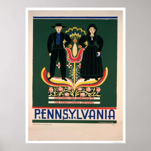 Amishカップルコスチューム1938 WPA ポスター (正面)