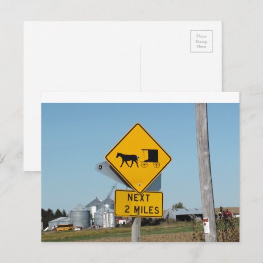Amish Bugggie Crossing Sign Post Card ポストカード (正面/裏面)