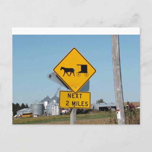 Amish Bugggie Crossing Sign Post Card ポストカード (正面)