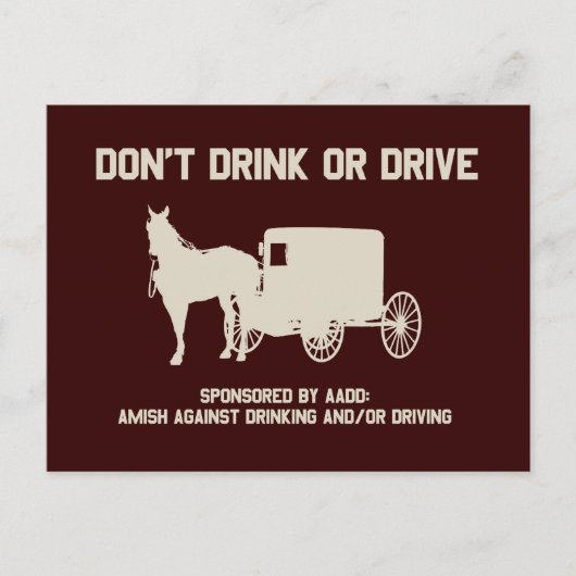 Amish - dont drink or drive ポストカード (正面)