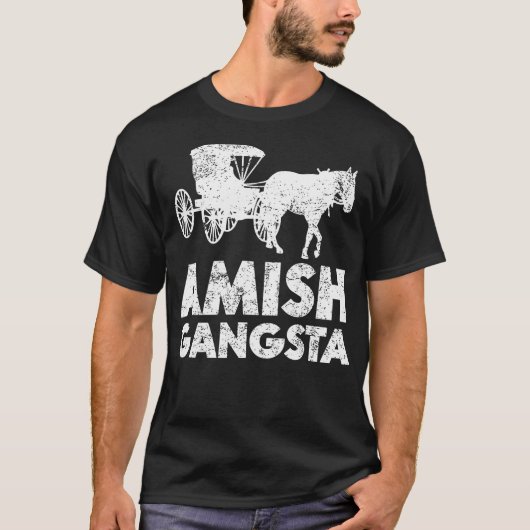 Amish Gansta馬とバギー – おかしなAmishギフト Tシャツ (正面)