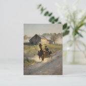 Amish Horse and Buggy on the gravel road  ポストカード (スタンド正面)