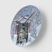 Amish Winter Covered Bridge  ラウンド壁時計 (傾斜)