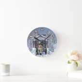 Amish Winter Covered Bridge  ラウンド壁時計 (ホーム)