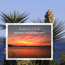 Amistad NRA,テキサス州，アミスタッド貯水池での夕日 ポストカード