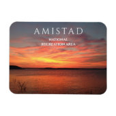 Amistad NRA,テキサス州，アミスタッド貯水池での夕日 マグネット (横)