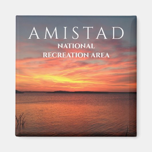Amistad NRA,テキサス州,アミスタッド貯水池での夕日 マグネット (正面)