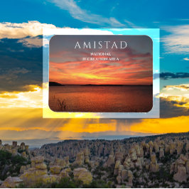 Amistad NRA,テキサス州，アミスタッド貯水池での夕日 マグネット