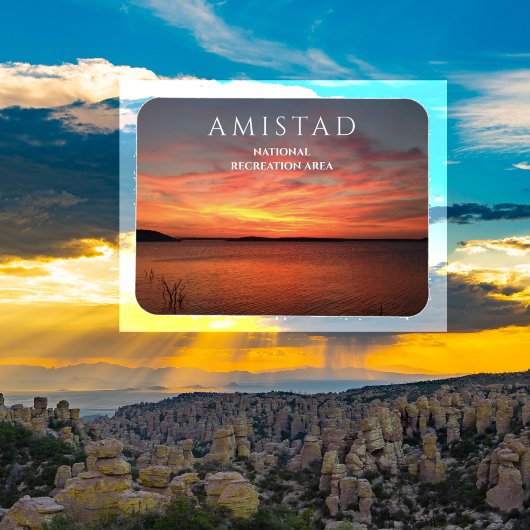 Amistad NRA,テキサス州，アミスタッド貯水池での夕日 マグネット