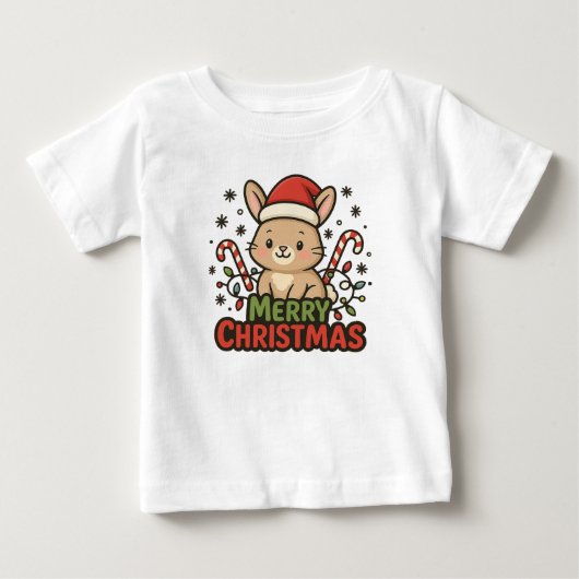 AMITA | かわいいうさぎ メリークリスマス ベビーTシャツ (正面)