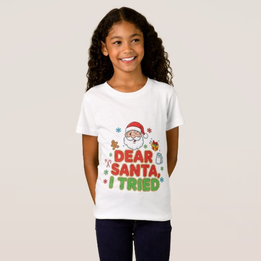 AMITA | サンタさんへ、頑張りました - 楽しいクリスマス Tシャツ (正面フル)