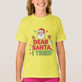 AMITA | サンタさんへ、頑張りました - 楽しいクリスマス Tシャツ (正面)