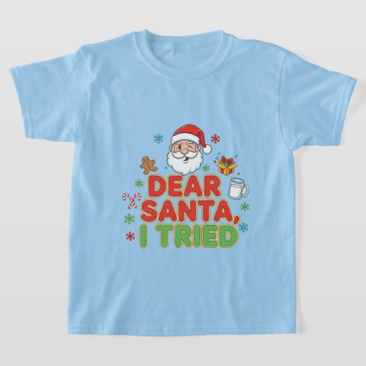 AMITA | サンタさんへ、頑張りました - 楽しいクリスマス Tシャツ (レイダウン)
