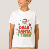 AMITA | サンタさんへ、頑張りました - 楽しいクリスマス Tシャツ (正面)