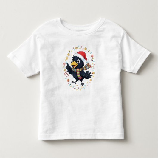 AMITA | Cheerful Crow - Holiday Lights トドラーTシャツ (正面)