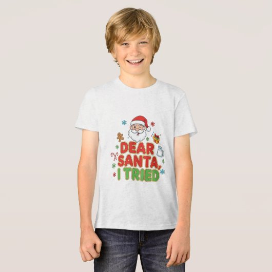 AMITA | Dear Santa, I Tried - Funny Christmas トライブレンドTシャツ (正面全面)
