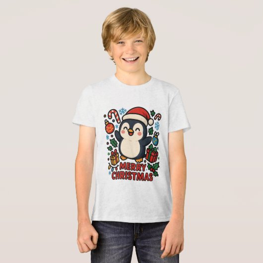 AMITA | Merry Christmas Penguin トライブレンドＴシャツ (正面全面)