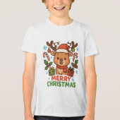 AMITA  - Merry Christmas Reindeer トライブレンドＴシャツ (正面)