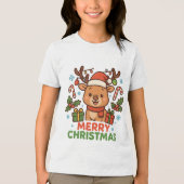 AMITA  - Merry Christmas Reindeer トライブレンドＴシャツ (正面)