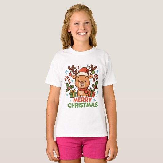 AMITA  - Merry Christmas Reindeer Tシャツ (正面フル)
