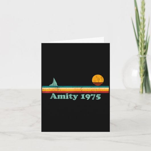 Amity 1975 Retro Sailboat And Sunset Design Idea  カード (正面)
