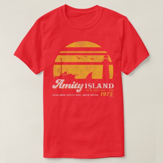 Amity Island Sunset 擦り切れた Out Universal UCS LLC Tシャツ (デザイン正面)
