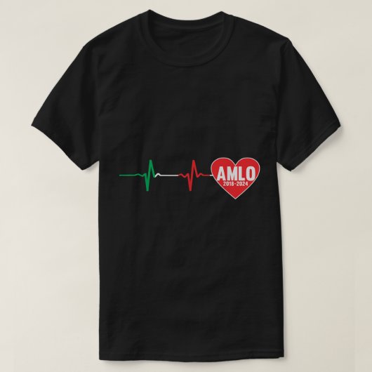 AMLO 2018  Presidente de Mexico Amlo heartbeat Tシャツ (デザイン正面)
