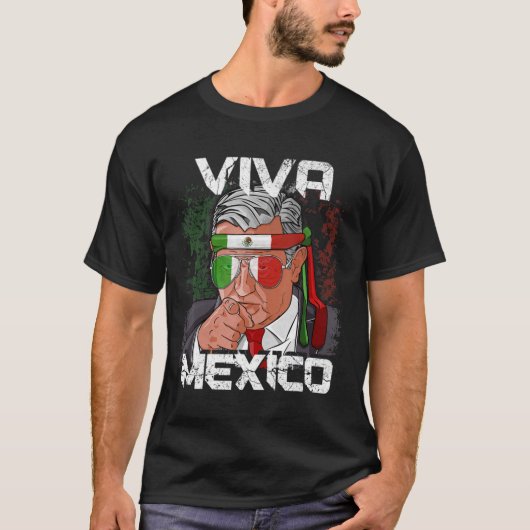 AMLO Viva Mexico Dia De Indeendencia Camiseta Gif Tシャツ (正面)