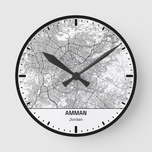 Amman Clock City Line Art ラウンド壁時計 (正面)