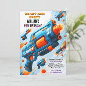 Ammo Team Army Cute Cool Neon Nerf 9th Birthday 招待状 (スタンド正面)