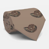 Ammonite Fossil Photo Tiled On Tan Neck Tie ネクタイ (ロール)