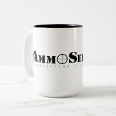 AmmoSeekのロゴのコーヒー・マグだけ ツートーンマグカップ (正面左)