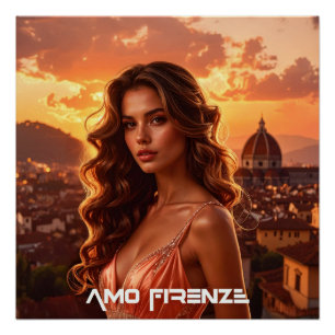 AMO FIRENZE - フィレンツェが好き - イタリア ポスター