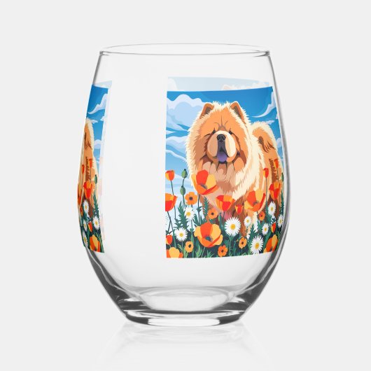AMONG THE POPPIES Chow ステムなしワイングラス (裏面)